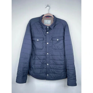 Brunello Cucinelli Quilted Navy Shirt Jacket Snap Front Nylon Outerwear Large